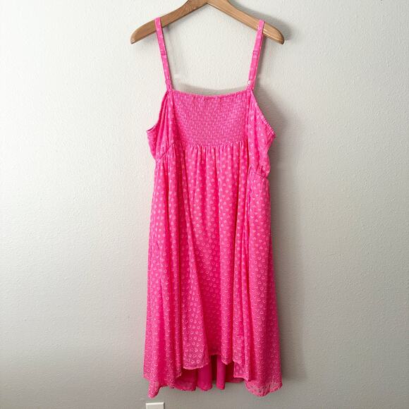 Torrid Hot Pink Clip Heart Chiffon Skater Spaghetti Midi Dress Plus Size 3X NEW - Picture 7 of 12
